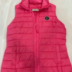 Abercrombie & Fitch Pink Quilted Puffer Vest Junior Small S Zip Up Logo Jacket